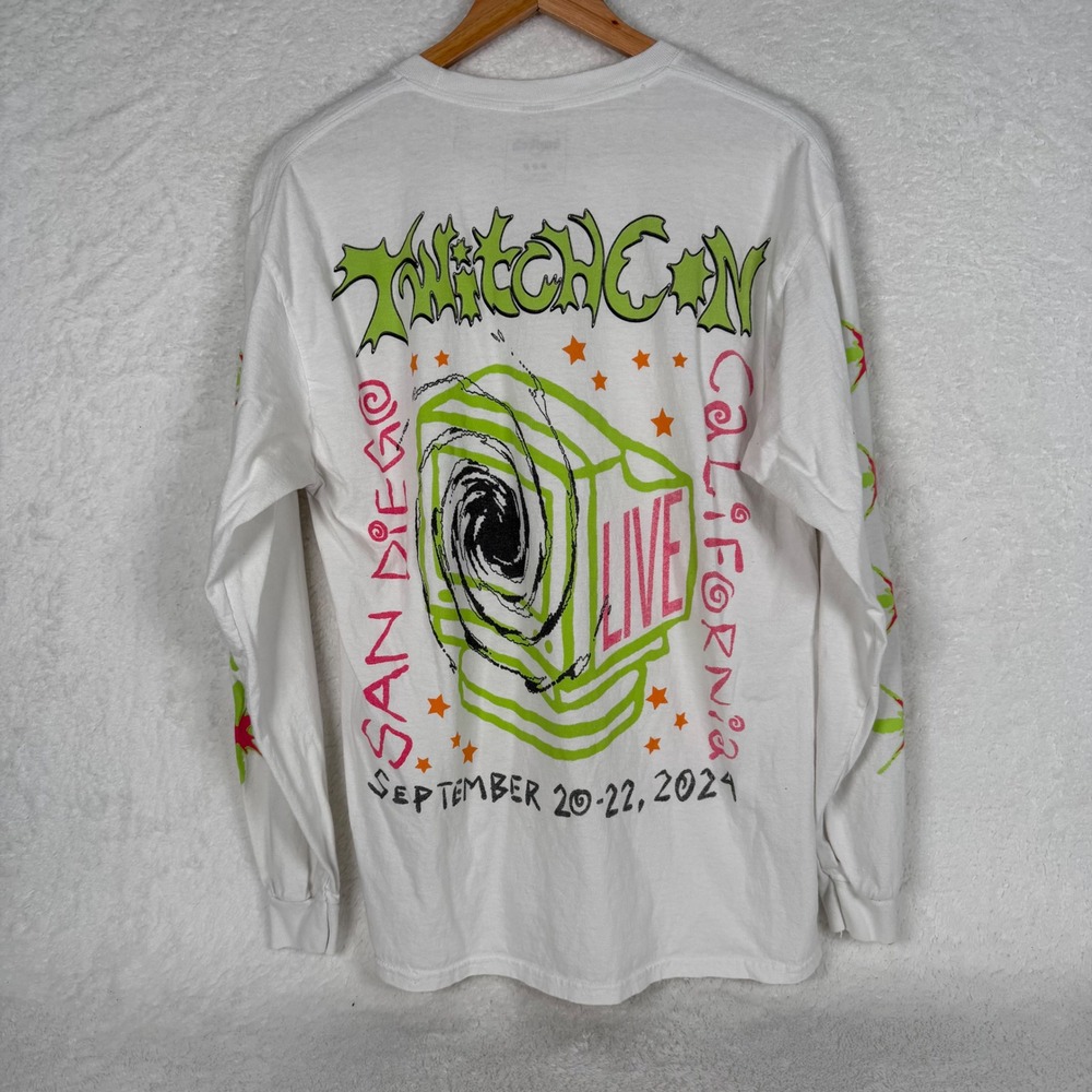 Twitch Long Sleeve Shirt Mens Large White TwitchCon 2024 San Diego Graphic Tee